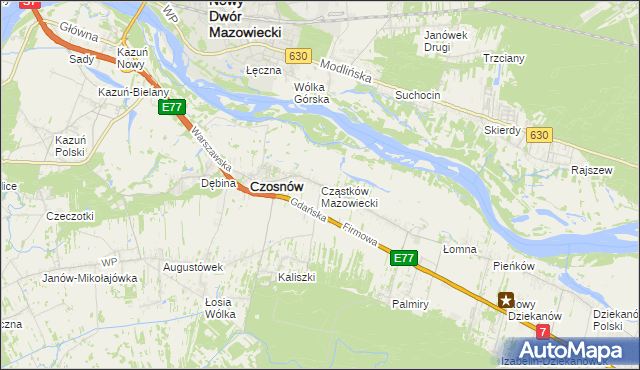 mapa Cząstków Mazowiecki, Cząstków Mazowiecki na mapie Targeo