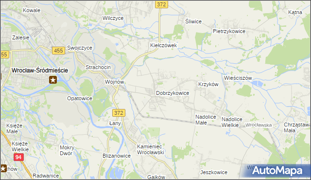 mapa Dobrzykowice, Dobrzykowice na mapie Targeo