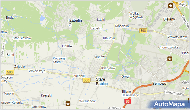 mapa Janów gmina Stare Babice, Janów gmina Stare Babice na mapie Targeo