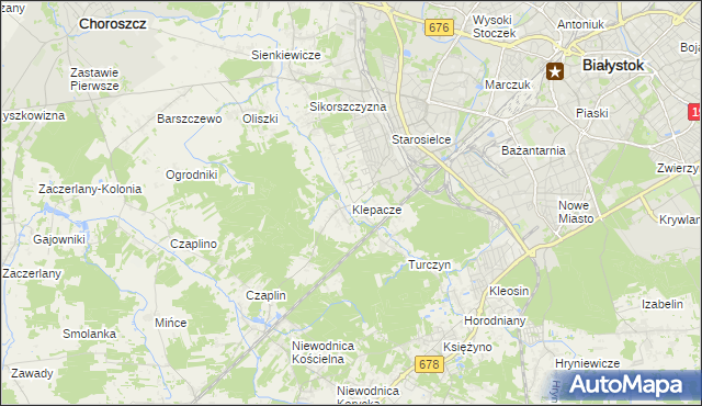 mapa Klepacze gmina Choroszcz, Klepacze gmina Choroszcz na mapie Targeo