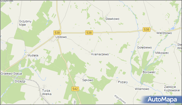 mapa Kramarzewo gmina Działdowo, Kramarzewo gmina Działdowo na mapie Targeo