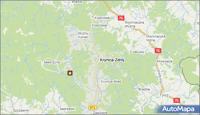 mapa Krynica-Zdrój, Krynica-Zdrój na mapie Targeo