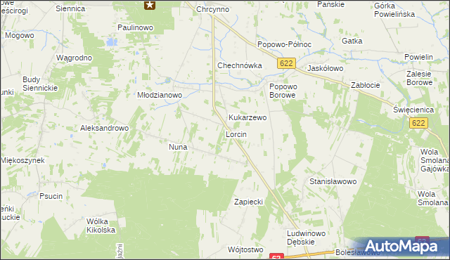 mapa Lorcin gmina Nasielsk, Lorcin gmina Nasielsk na mapie Targeo