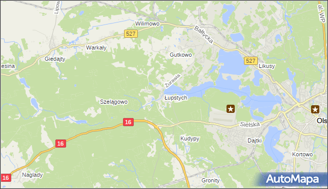 mapa Łupstych, Łupstych na mapie Targeo