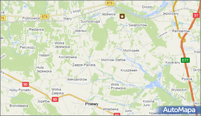 mapa Michrów-Stefów gmina Pniewy, Michrów-Stefów gmina Pniewy na mapie Targeo