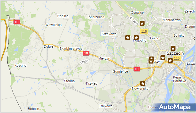 mapa Mierzyn gmina Dobra (Szczecińska), Mierzyn gmina Dobra (Szczecińska) na mapie Targeo