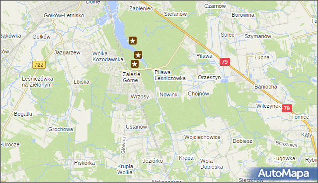 mapa Nowinki gmina Piaseczno, Nowinki gmina Piaseczno na mapie Targeo