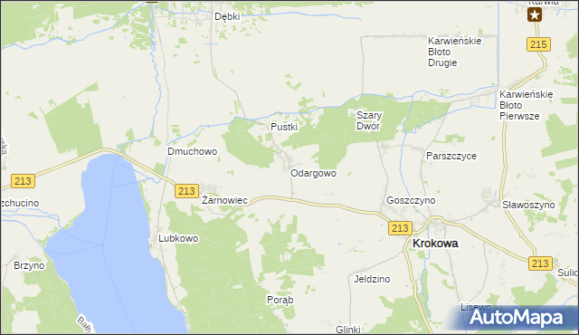 mapa Odargowo gmina Krokowa, Odargowo gmina Krokowa na mapie Targeo