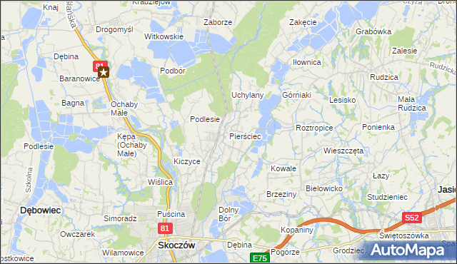 mapa Pierściec, Pierściec na mapie Targeo