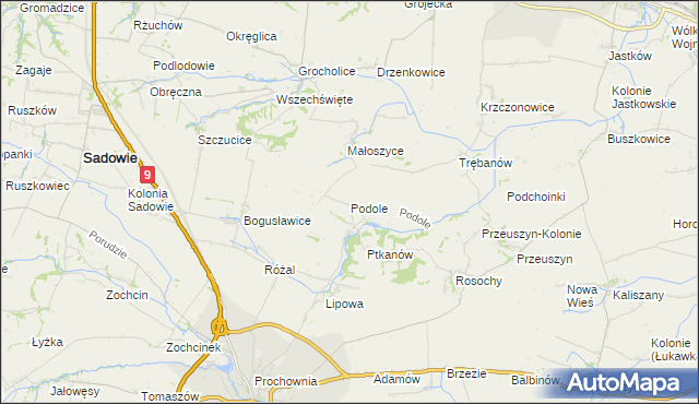 mapa Podole gmina Opatów, Podole gmina Opatów na mapie Targeo