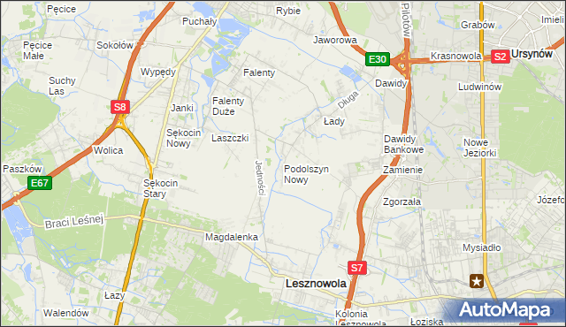 mapa Podolszyn Nowy, Podolszyn Nowy na mapie Targeo