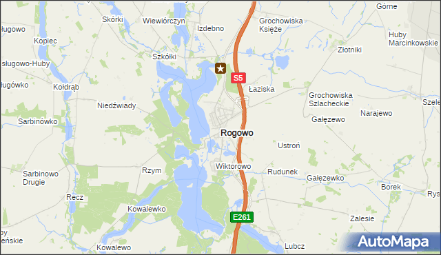 mapa Rogowo powiat żniński, Rogowo powiat żniński na mapie Targeo