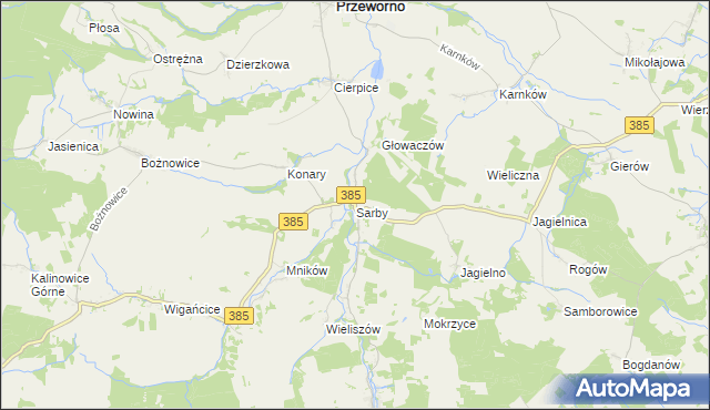 mapa Sarby, Sarby na mapie Targeo