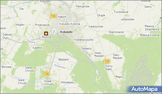 mapa Słotwiny gmina Koluszki, Słotwiny gmina Koluszki na mapie Targeo