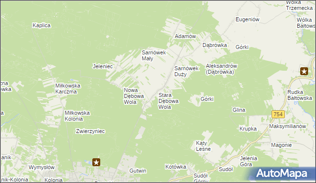 mapa Stara Dębowa Wola, Stara Dębowa Wola na mapie Targeo