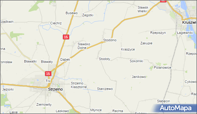 mapa Stodoły gmina Strzelno, Stodoły gmina Strzelno na mapie Targeo