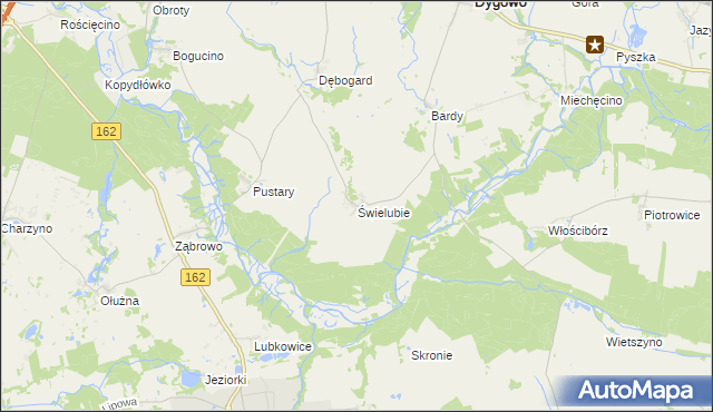 mapa Świelubie gmina Dygowo, Świelubie gmina Dygowo na mapie Targeo