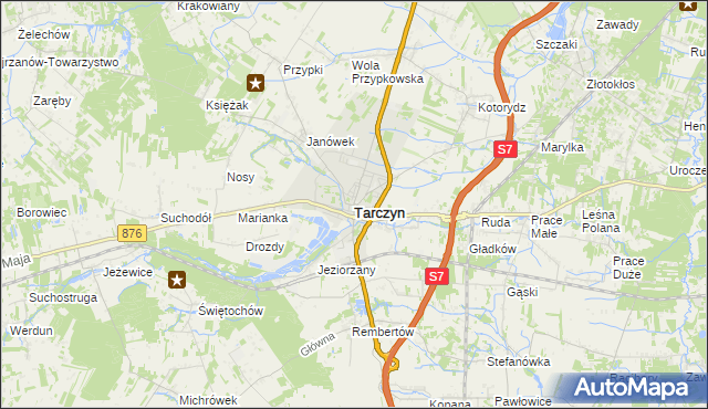 mapa Tarczyn powiat piaseczyński, Tarczyn powiat piaseczyński na mapie Targeo