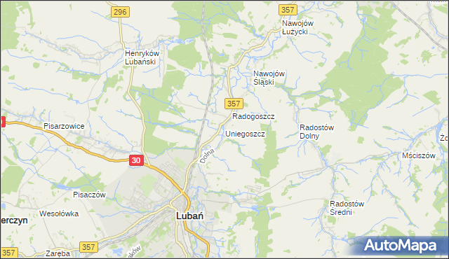 mapa Uniegoszcz, Uniegoszcz na mapie Targeo