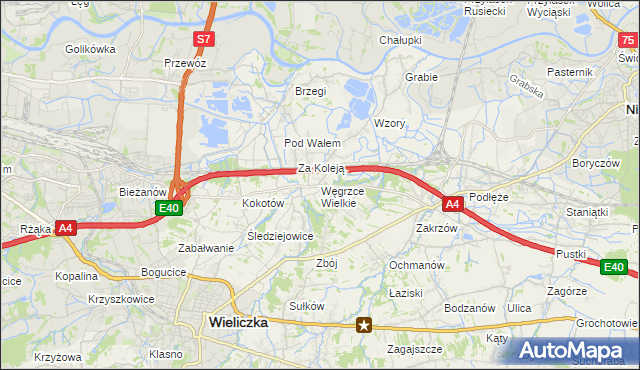 mapa Węgrzce Wielkie, Węgrzce Wielkie na mapie Targeo