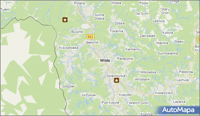 mapa Wisła, Wisła na mapie Targeo