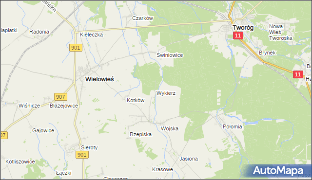 mapa Wykierz, Wykierz na mapie Targeo