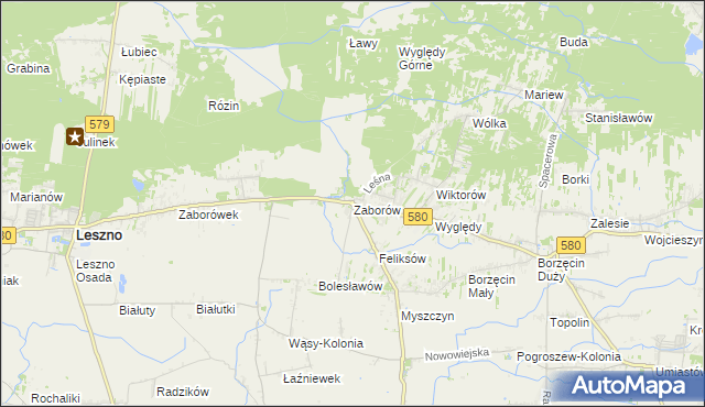 mapa Zaborów gmina Leszno, Zaborów gmina Leszno na mapie Targeo