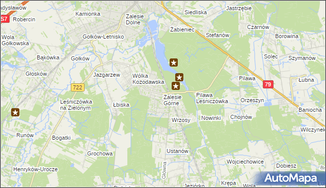 mapa Zalesie Górne, Zalesie Górne na mapie Targeo