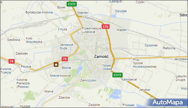 mapa Zamościa, Zamość na mapie Targeo