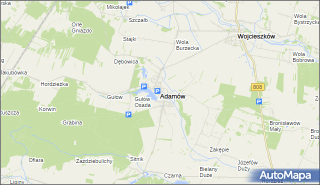 mapa Adamów powiat łukowski, Adamów powiat łukowski na mapie Targeo