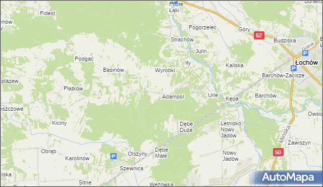 mapa Adampol gmina Jadów, Adampol gmina Jadów na mapie Targeo