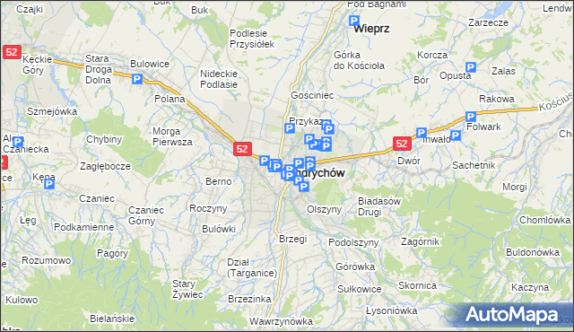 mapa Andrychów, Andrychów na mapie Targeo