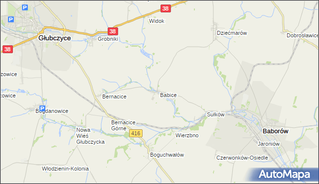 mapa Babice gmina Baborów, Babice gmina Baborów na mapie Targeo