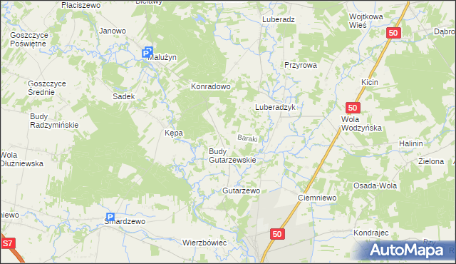 mapa Baraki gmina Sochocin, Baraki gmina Sochocin na mapie Targeo