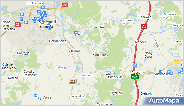 mapa Barchnowy, Barchnowy na mapie Targeo