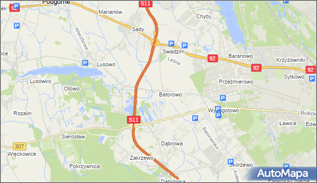 mapa Batorowo gmina Tarnowo Podgórne, Batorowo gmina Tarnowo Podgórne na mapie Targeo