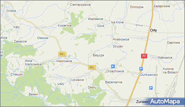 mapa Batycze, Batycze na mapie Targeo