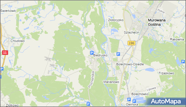 mapa Biedrusko, Biedrusko na mapie Targeo