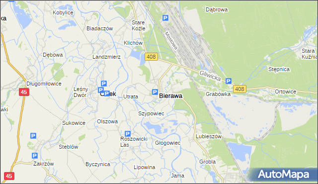 mapa Bierawa, Bierawa na mapie Targeo