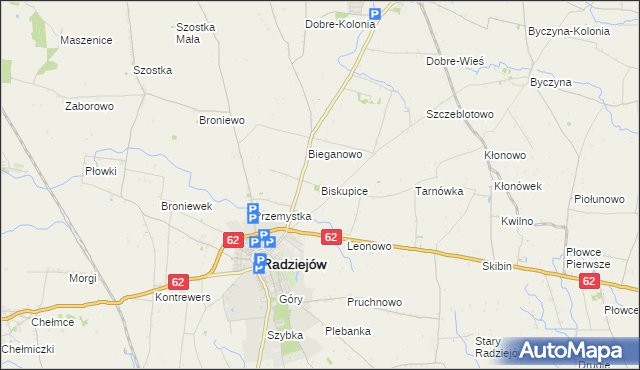 mapa Biskupice gmina Radziejów, Biskupice gmina Radziejów na mapie Targeo