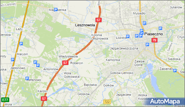 mapa Bobrowiec gmina Piaseczno, Bobrowiec gmina Piaseczno na mapie Targeo