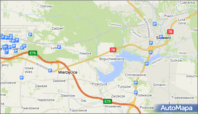 mapa Boguchwałowice, Boguchwałowice na mapie Targeo