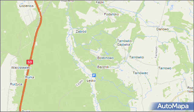 mapa Bolechowo gmina Goleniów, Bolechowo gmina Goleniów na mapie Targeo