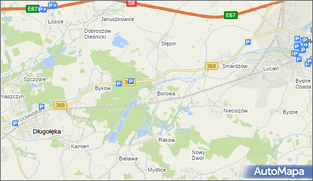 mapa Borowa gmina Długołęka, Borowa gmina Długołęka na mapie Targeo