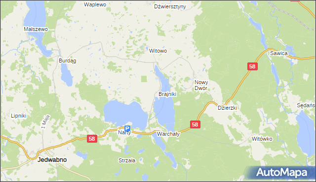 mapa Brajniki, Brajniki na mapie Targeo