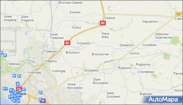 mapa Brochocinek gmina Radzanowo, Brochocinek gmina Radzanowo na mapie Targeo