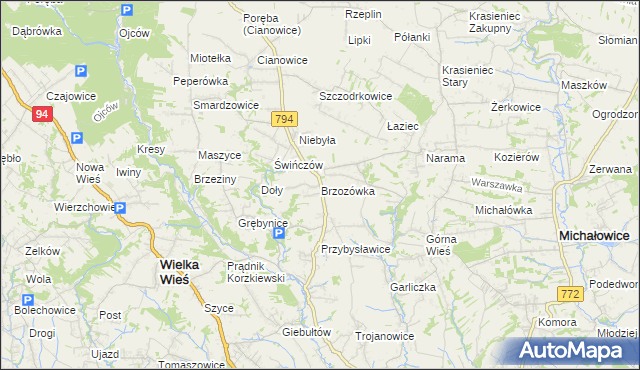 mapa Brzozówka gmina Zielonki, Brzozówka gmina Zielonki na mapie Targeo