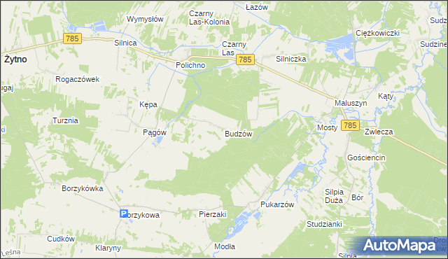 mapa Budzów gmina Żytno, Budzów gmina Żytno na mapie Targeo