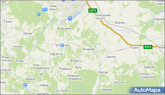 mapa Bukowiec gmina Kolbuszowa, Bukowiec gmina Kolbuszowa na mapie Targeo
