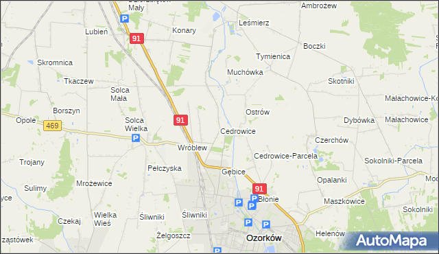 mapa Cedrowice, Cedrowice na mapie Targeo